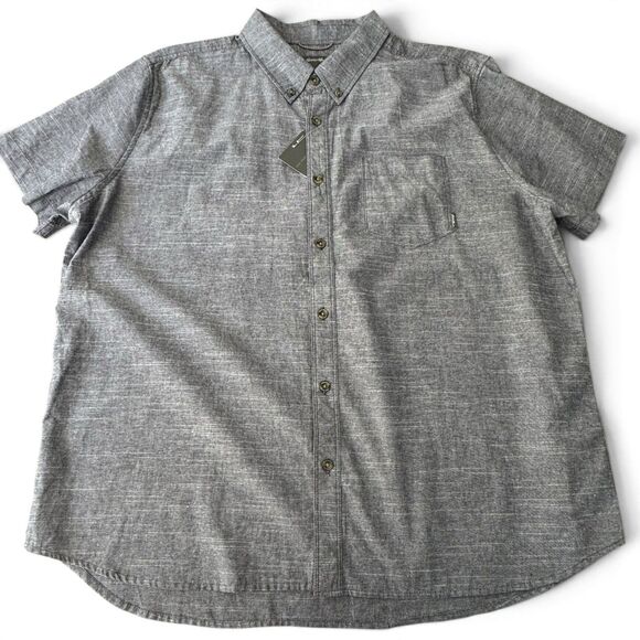 Eddie Bauer Other - Eddie Bauer Button Up Shirt Men XXL Gray Blue Chambray NWT Short Sleeve Cotton
